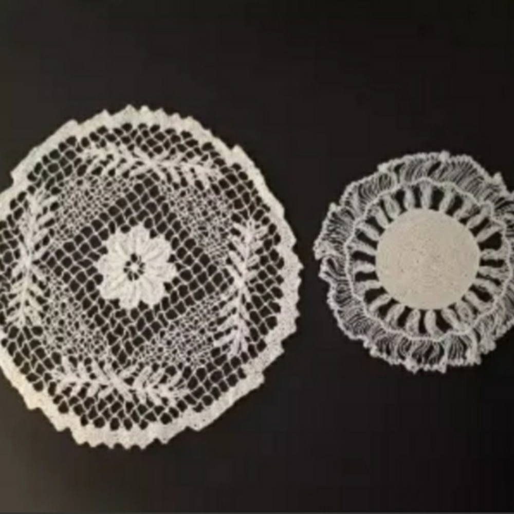 Two Cottagecore Crochet Off White Doilies